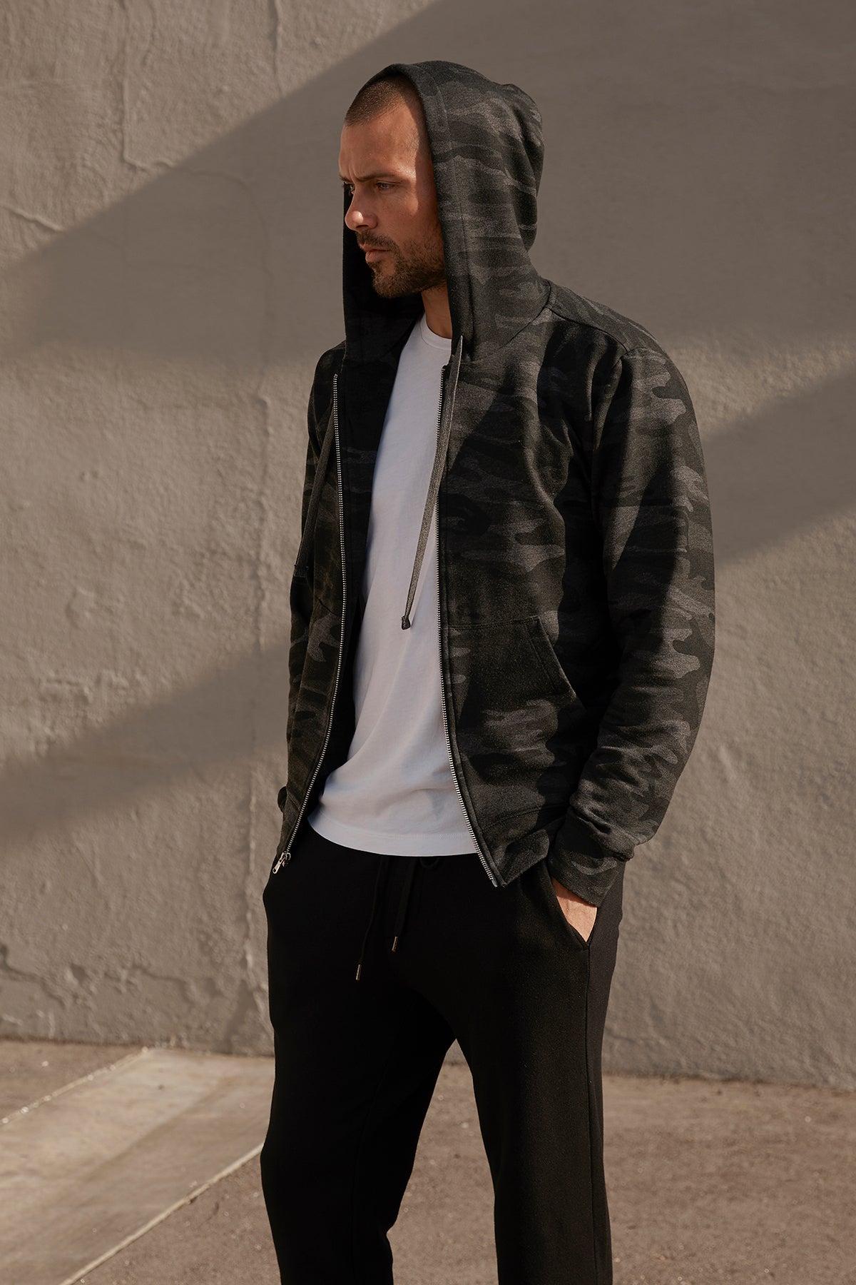BARNEY CAMO PRINT ZIP UP HOODIE - Velvet Staging 2.0-26916069736644