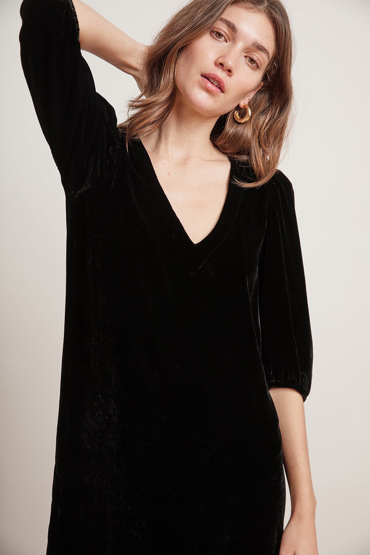 CARISSA SILK VELVET PUFF SLEEVE DRESS - Velvet Staging 2.0-26916084940996