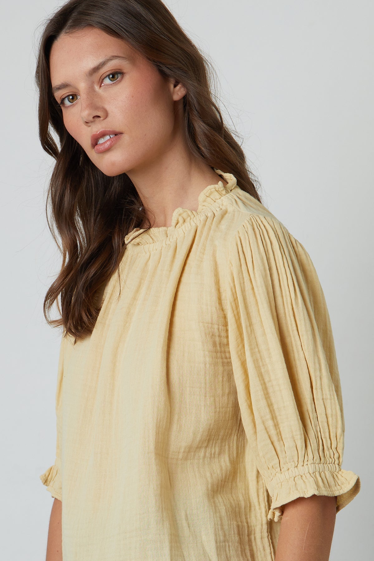 ROSA COTTON GAUZE RUFFLE TOP - Velvet Staging 2.0-26916324114628