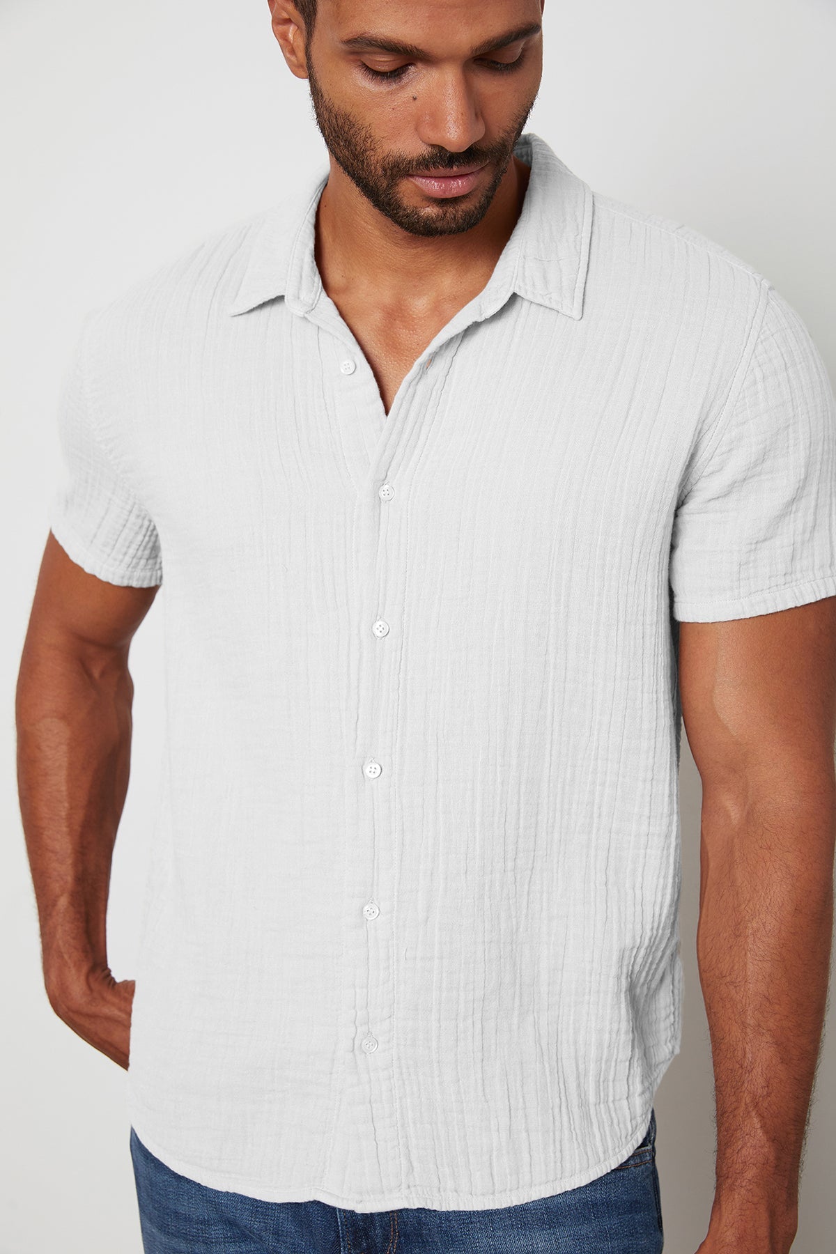 Christian Button Up Shirt in White Front-25275504492740