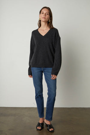 ABBIE V-NECK CASHMERE SWEATER - Velvet Staging 2.0