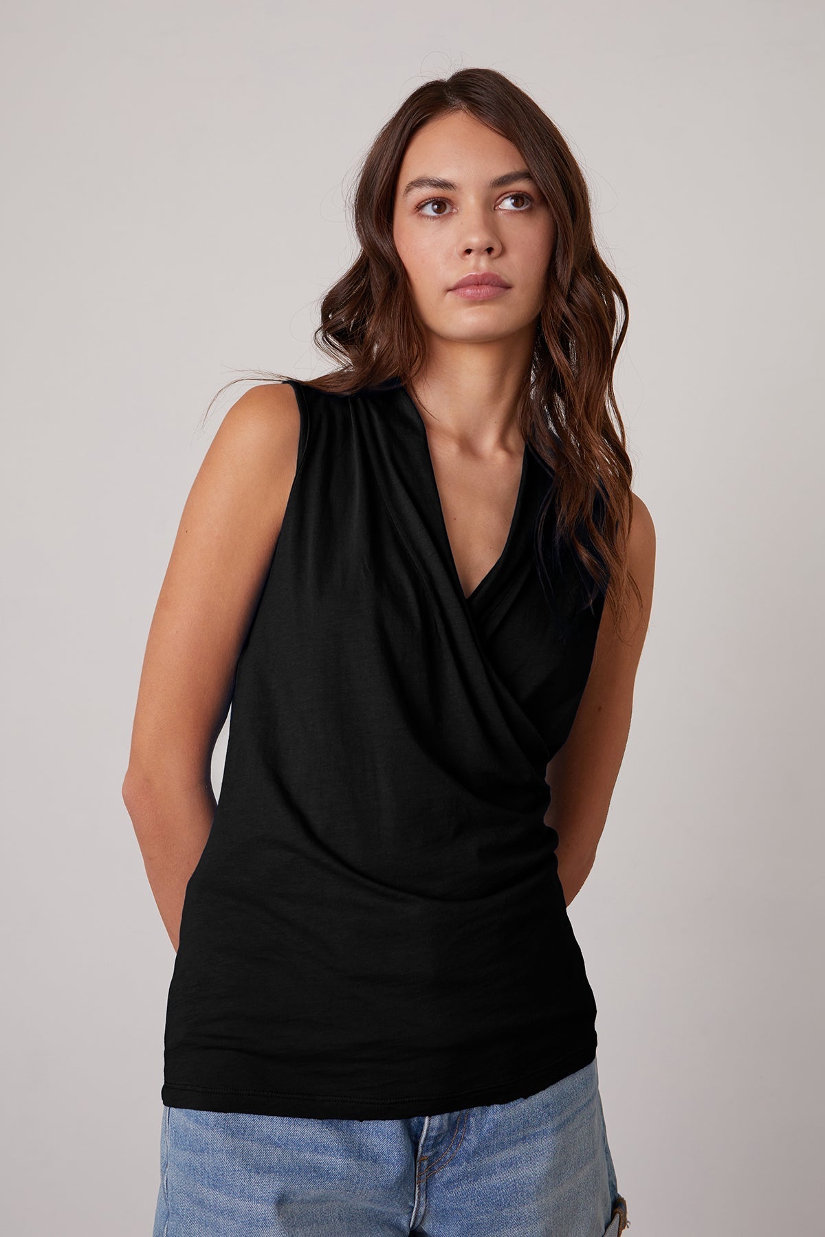 ADELISE GAUZY WHISPER FITTED WRAP TANK Velvet by Graham & Spencer-26916026810564