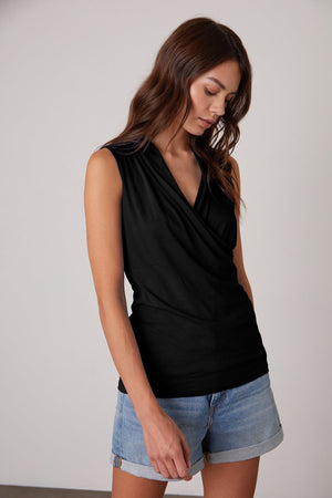 ADELISE GAUZY WHISPER FITTED WRAP TANK Velvet by Graham & Spencer