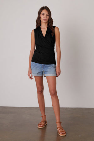 ADELISE GAUZY WHISPER FITTED WRAP TANK Velvet by Graham & Spencer