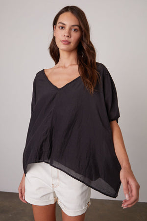 ALINN BOXY V-NECK TOP - Velvet Staging 2.0