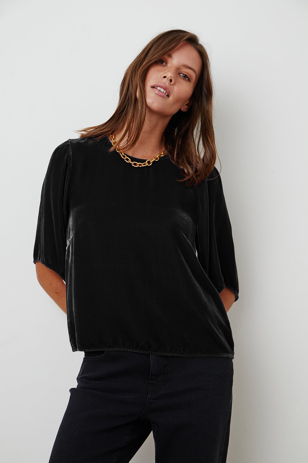ANDI SILK VELVET TOP - Velvet Staging 2.0