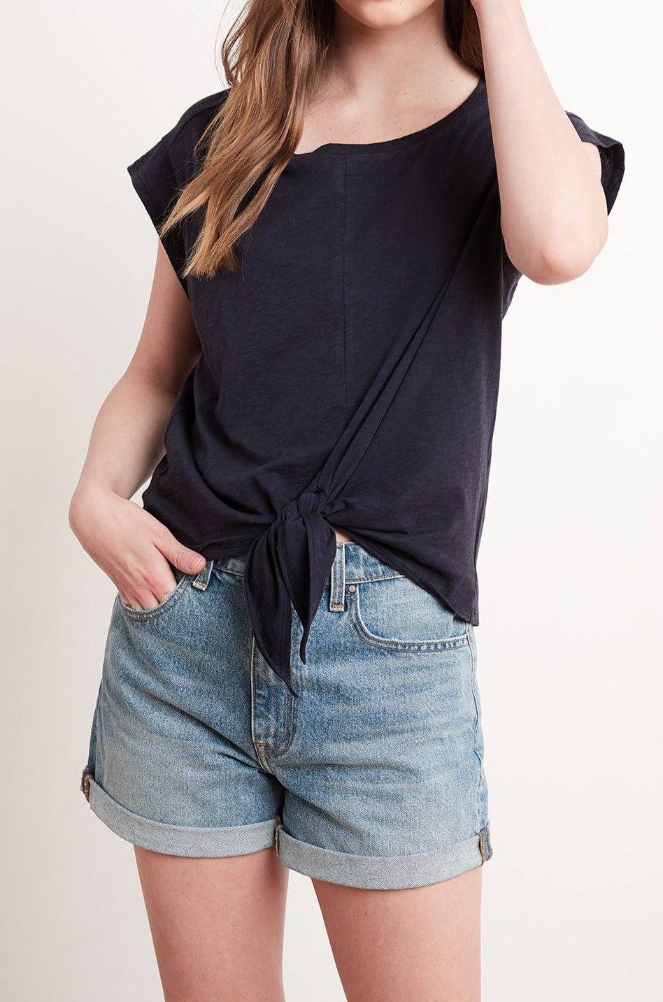 ANN KNOT FRONT TEE - Velvet Staging 2.0-26916039360708