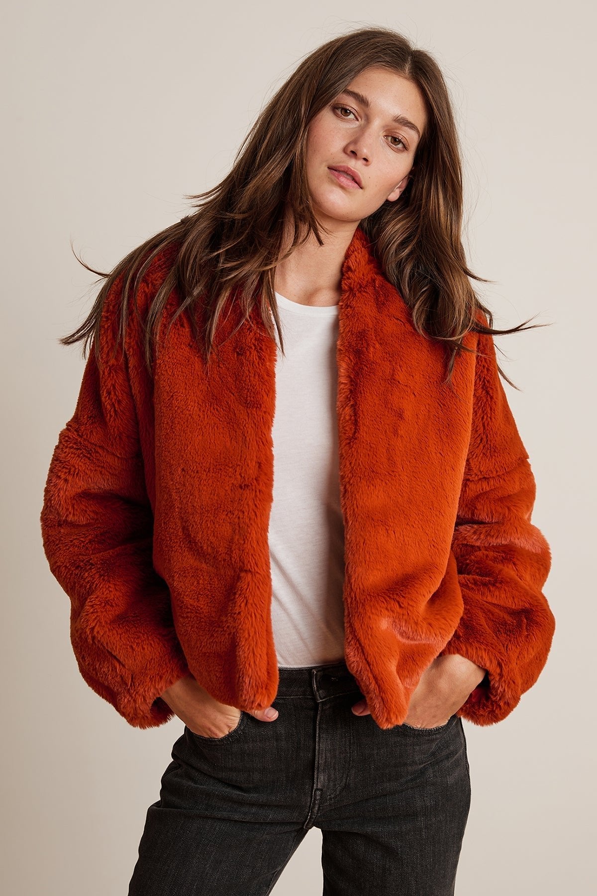 ANNE LUX FAUX FUR JACKET - Velvet Staging 2.0