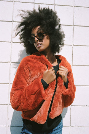 ANNE LUX FAUX FUR JACKET - Velvet Staging 2.0