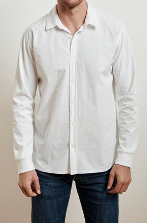 ARLIE CONTRAST COTTON JERSEY BUTTON-UP SHIRT - Velvet Staging 2.0