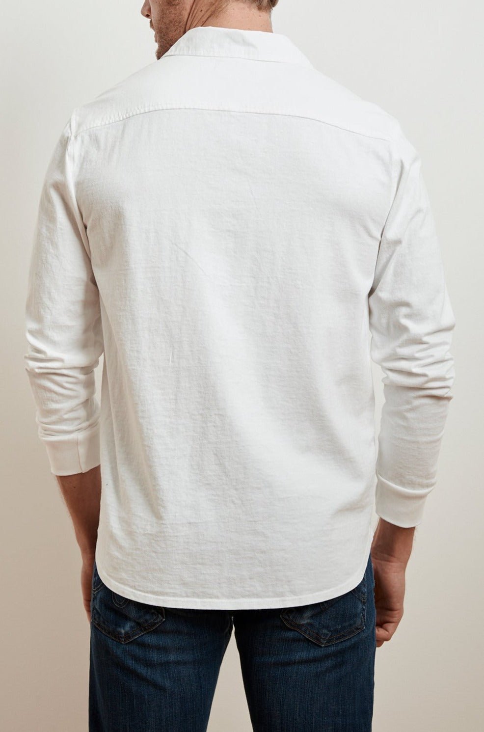 ARLIE CONTRAST COTTON JERSEY BUTTON-UP SHIRT - Velvet Staging 2.0-26916050796740