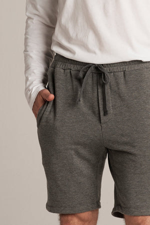 ATLAS CHARCOAL LUXE FLEECE DRAWSTRING SHORT - Velvet Staging 2.0
