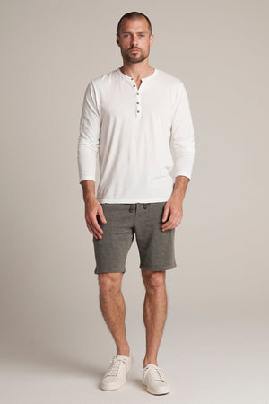 ATLAS CHARCOAL LUXE FLEECE DRAWSTRING SHORT - Velvet Staging 2.0