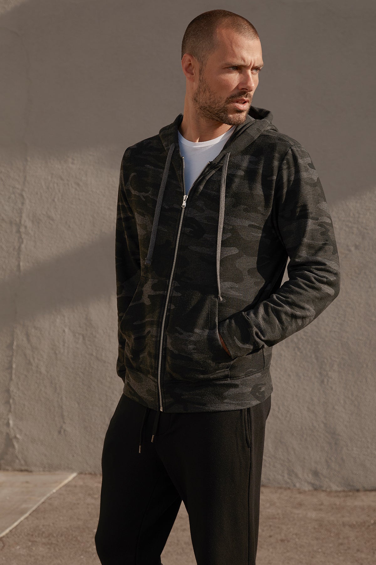BARNEY CAMO PRINT ZIP UP HOODIE - Velvet Staging 2.0