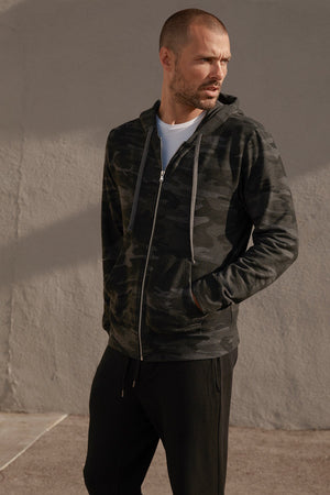 BARNEY CAMO PRINT ZIP UP HOODIE - Velvet Staging 2.0