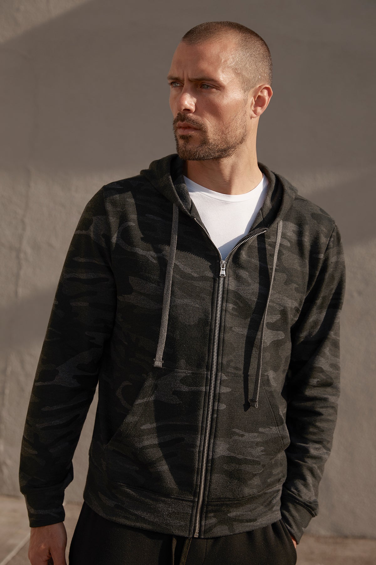 BARNEY CAMO PRINT ZIP UP HOODIE - Velvet Staging 2.0