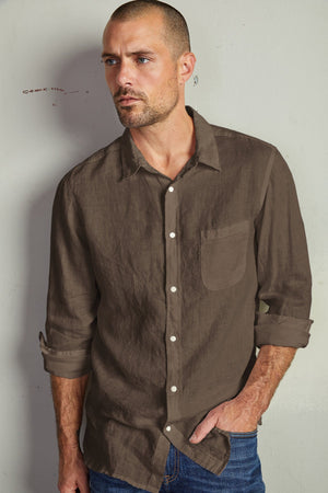 BENTON LINEN BUTTON-UP SHIRT - Velvet Staging 2.0
