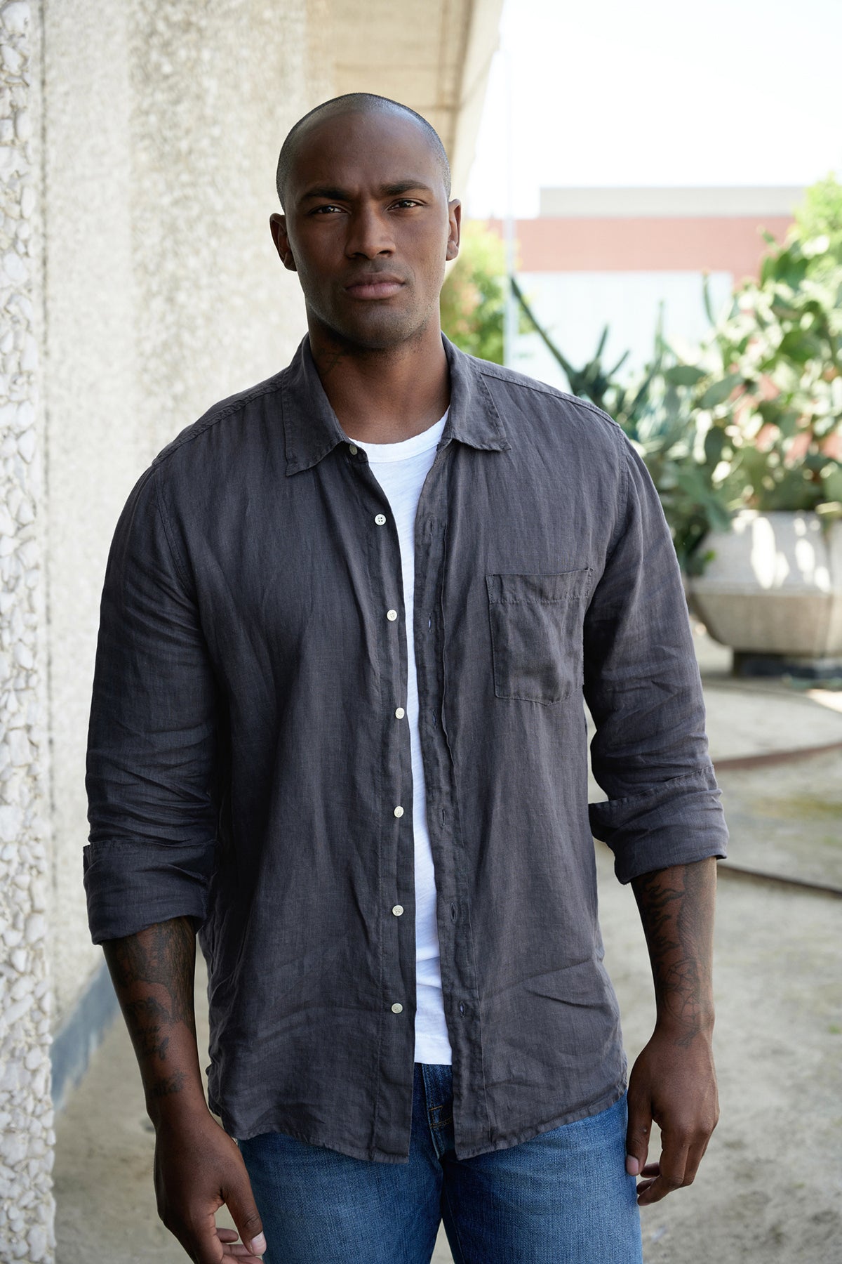 BENTON LINEN BUTTON-UP SHIRT - Velvet Staging 2.0-26916062036164