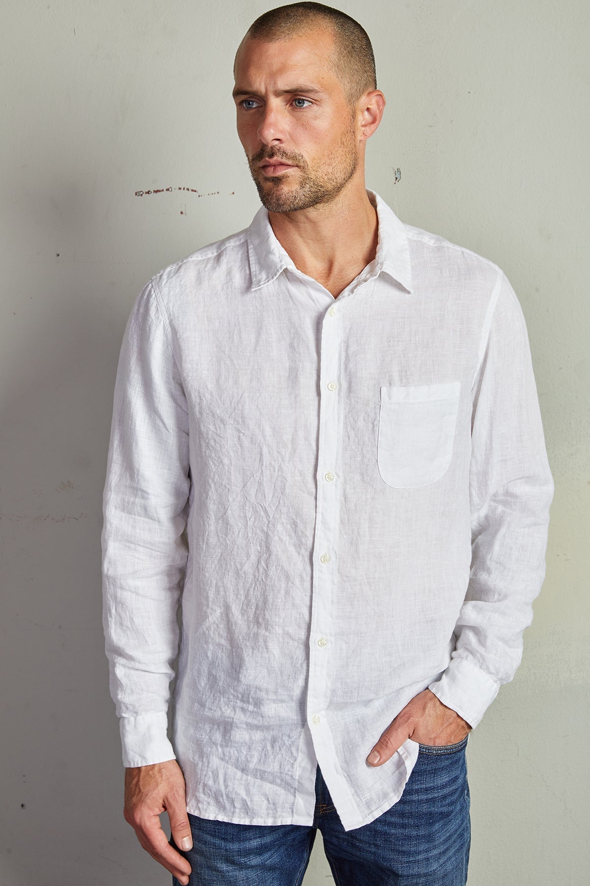 BENTON LINEN BUTTON-UP SHIRT - Velvet Staging 2.0