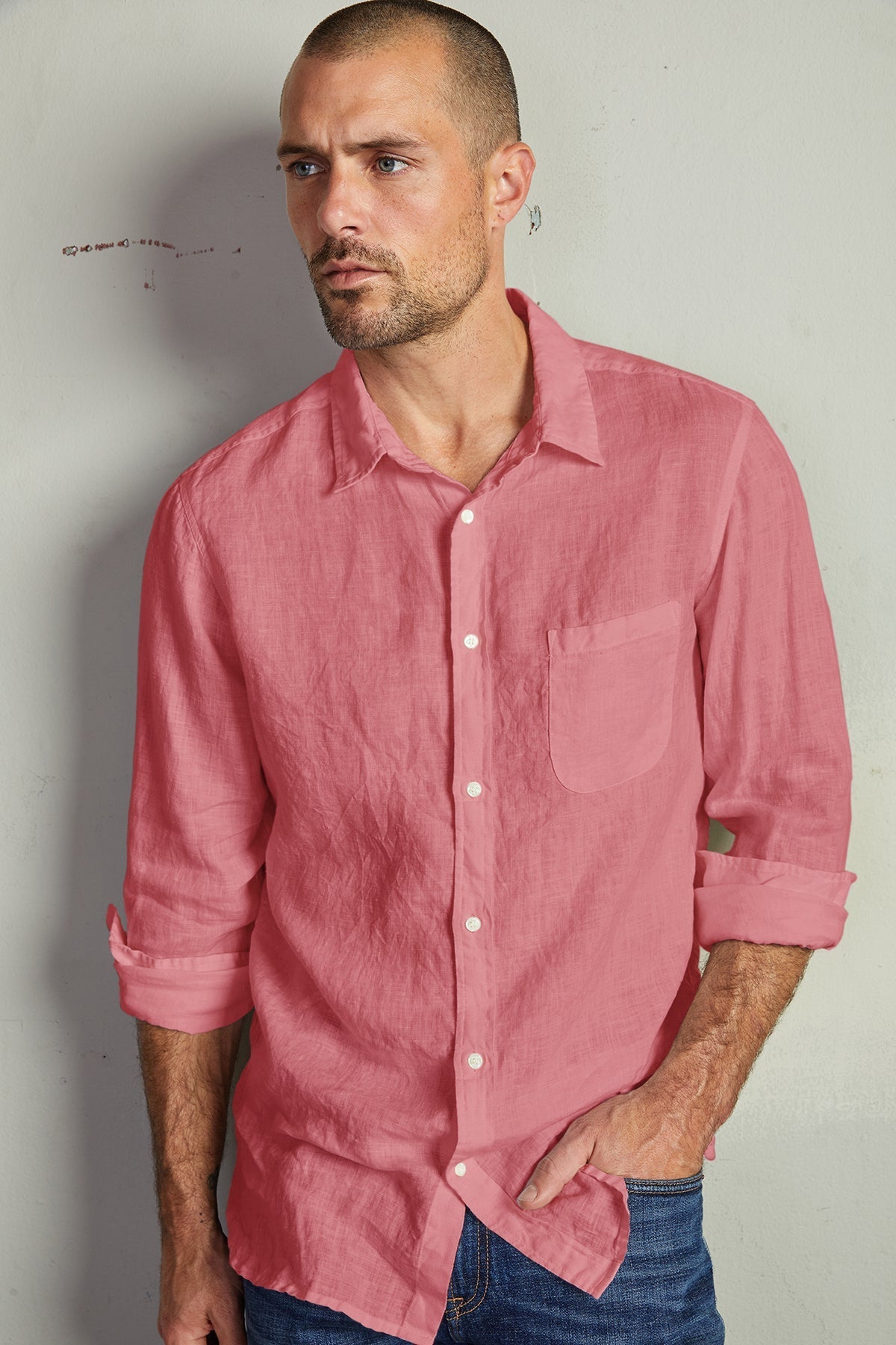 BENTON LINEN BUTTON-UP SHIRT - Velvet Staging 2.0-26916058857668