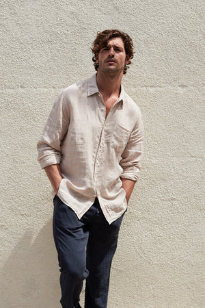 BENTON LINEN BUTTON-UP SHIRT - Velvet Staging 2.0