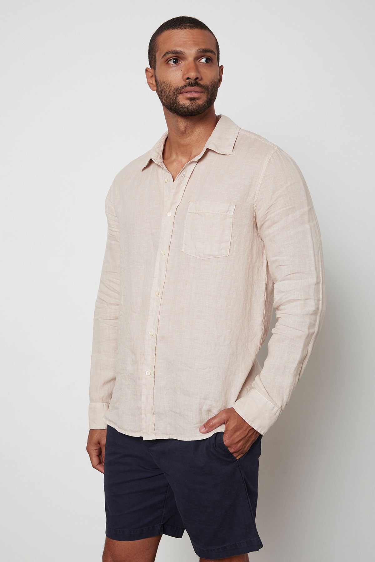 BENTON LINEN BUTTON-UP SHIRT - Velvet Staging 2.0