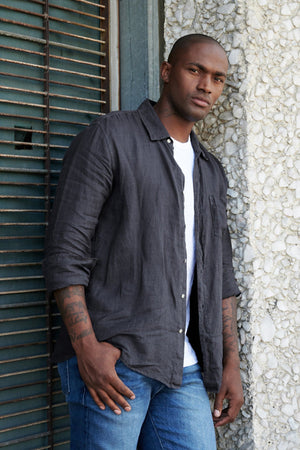 BENTON LINEN BUTTON-UP SHIRT - Velvet Staging 2.0