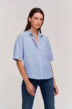 BRANDY STRIPED BUTTON-UP SHIRT - Velvet Staging 2.0