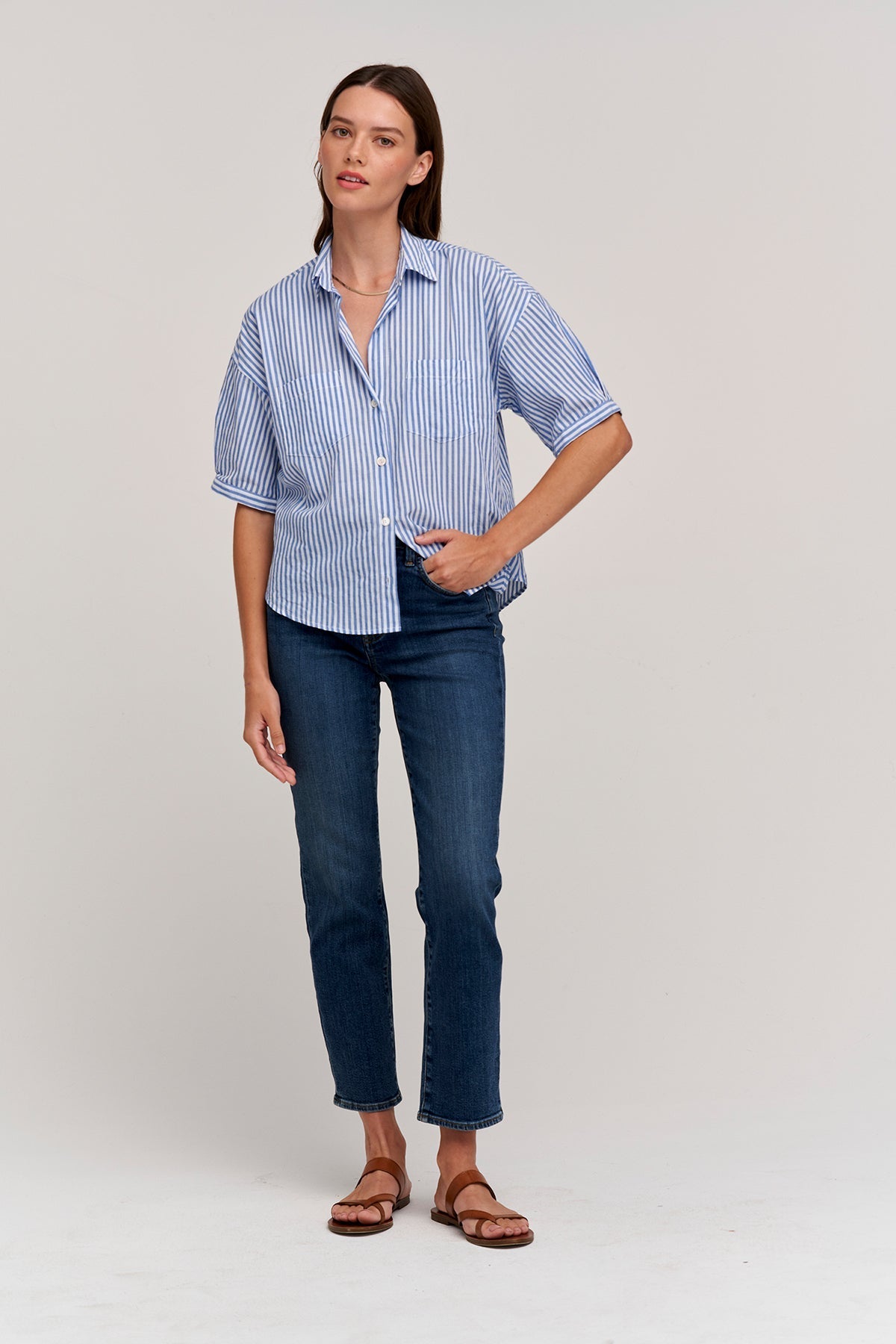 BRANDY STRIPED BUTTON-UP SHIRT - Velvet Staging 2.0