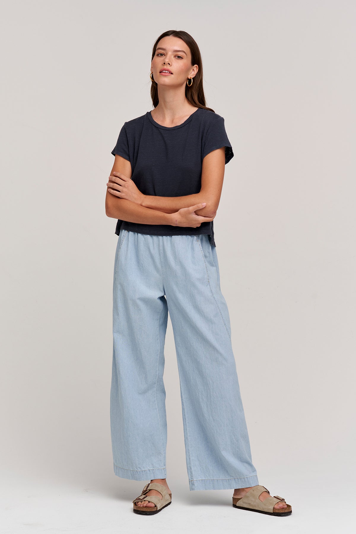 BROOKLYN CHAMBRAY WIDE LEG PANT - Velvet Staging 2.0-26916076552388