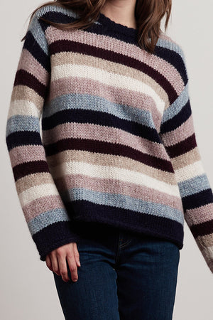 CALISTA STRIPE BABY ALPACA CREW NECK SWEATER - Velvet Staging 2.0