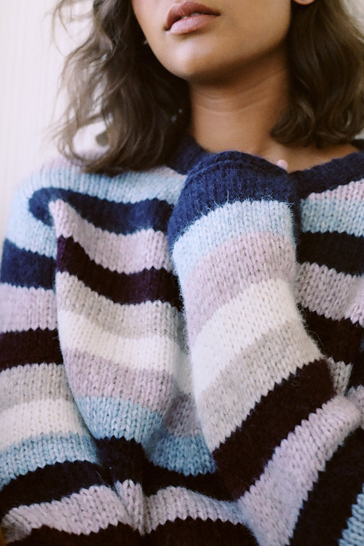 CALISTA STRIPE BABY ALPACA CREW NECK SWEATER - Velvet Staging 2.0