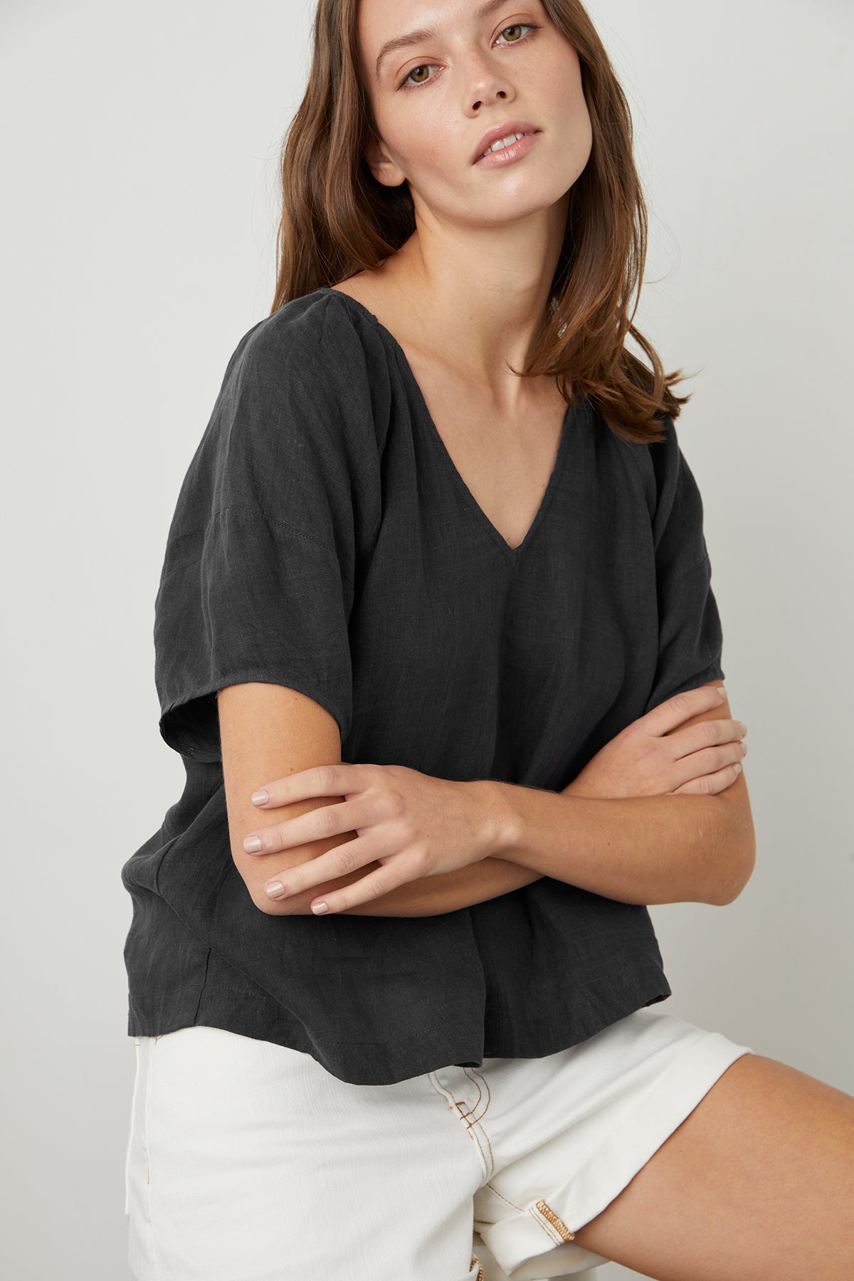 CALLIN PUFF SLEEVE LINEN TOP - Velvet Staging 2.0-26916087300292