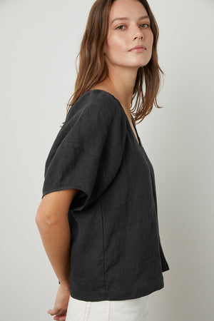CALLIN PUFF SLEEVE LINEN TOP - Velvet Staging 2.0