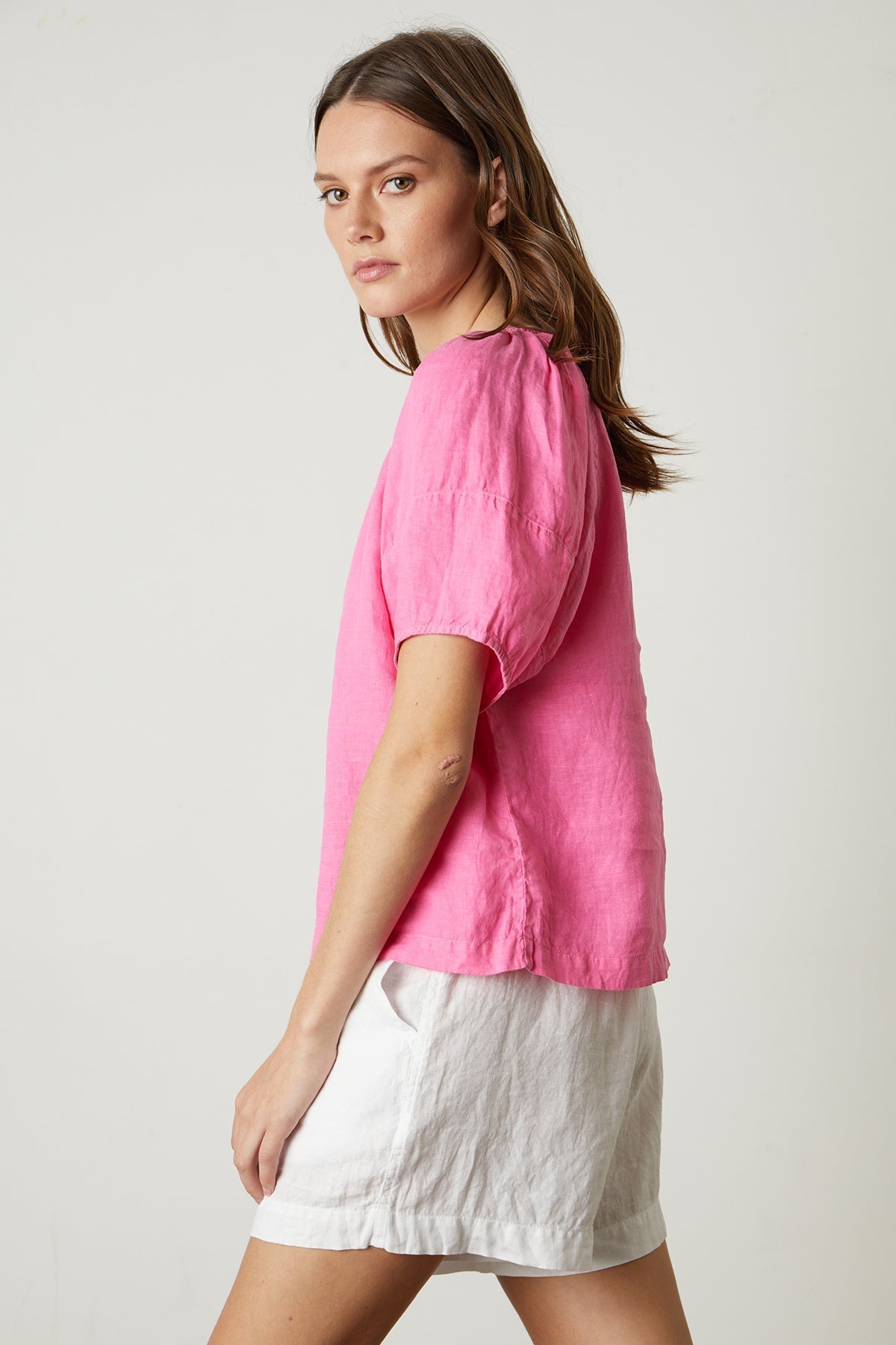 CALLIN PUFF SLEEVE LINEN TOP - Velvet Staging 2.0-26916087398596