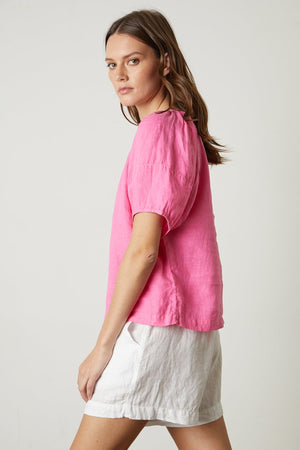 CALLIN PUFF SLEEVE LINEN TOP - Velvet Staging 2.0