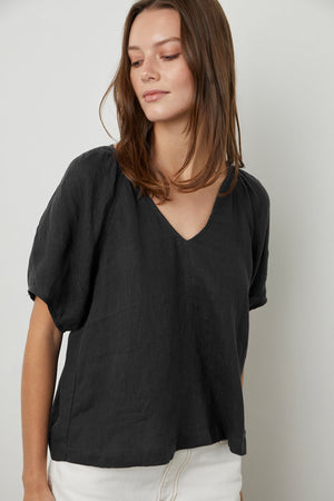 CALLIN PUFF SLEEVE LINEN TOP - Velvet Staging 2.0