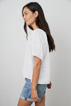 CALLIN PUFF SLEEVE LINEN TOP - Velvet Staging 2.0