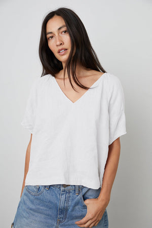 CALLIN PUFF SLEEVE LINEN TOP - Velvet Staging 2.0