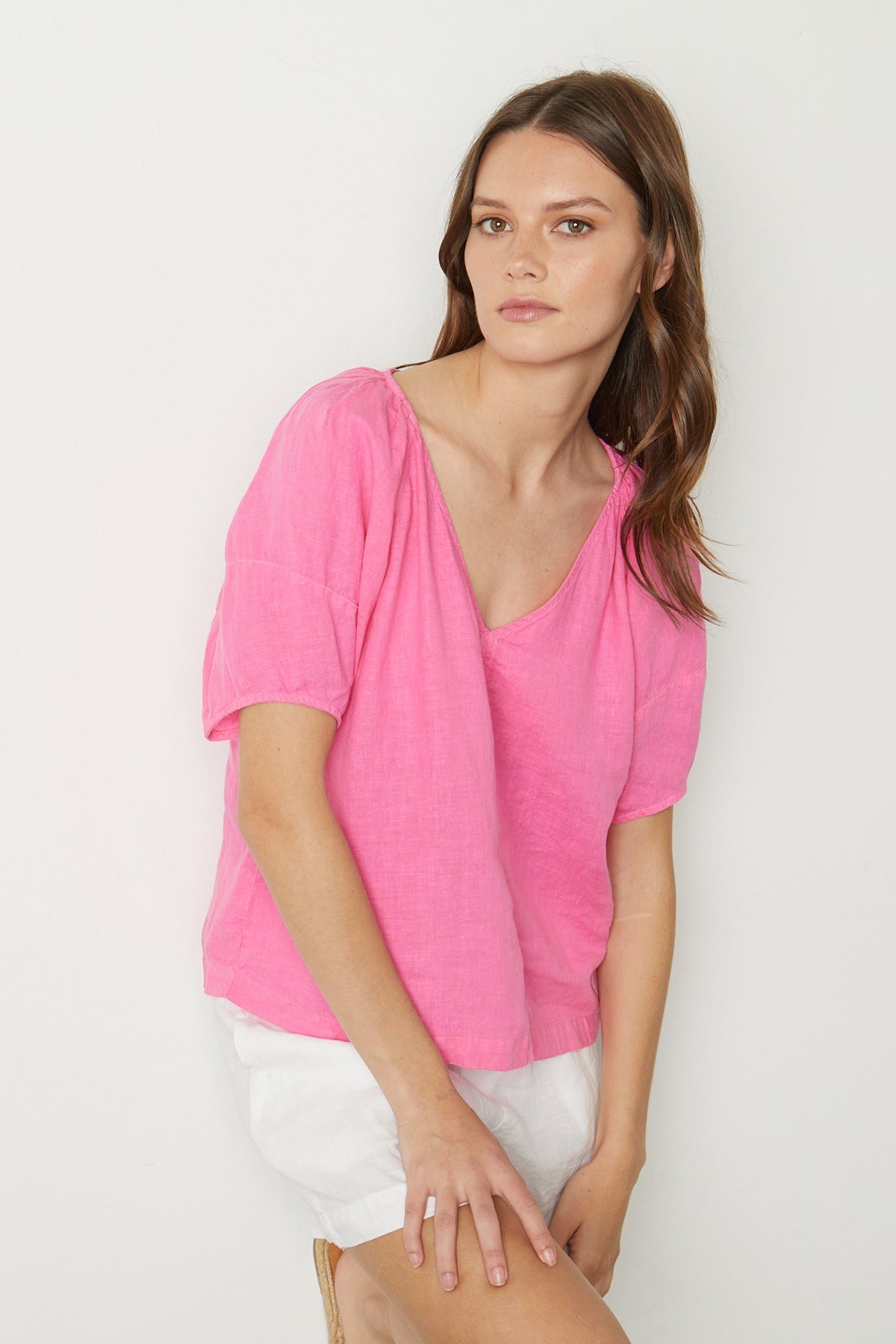 CALLIN PUFF SLEEVE LINEN TOP - Velvet Staging 2.0