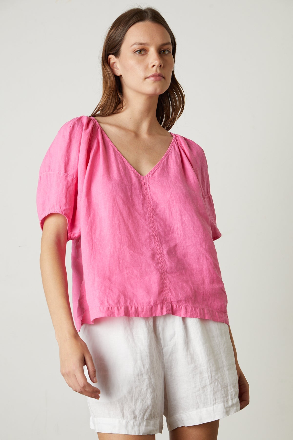 CALLIN PUFF SLEEVE LINEN TOP - Velvet Staging 2.0-26916087333060