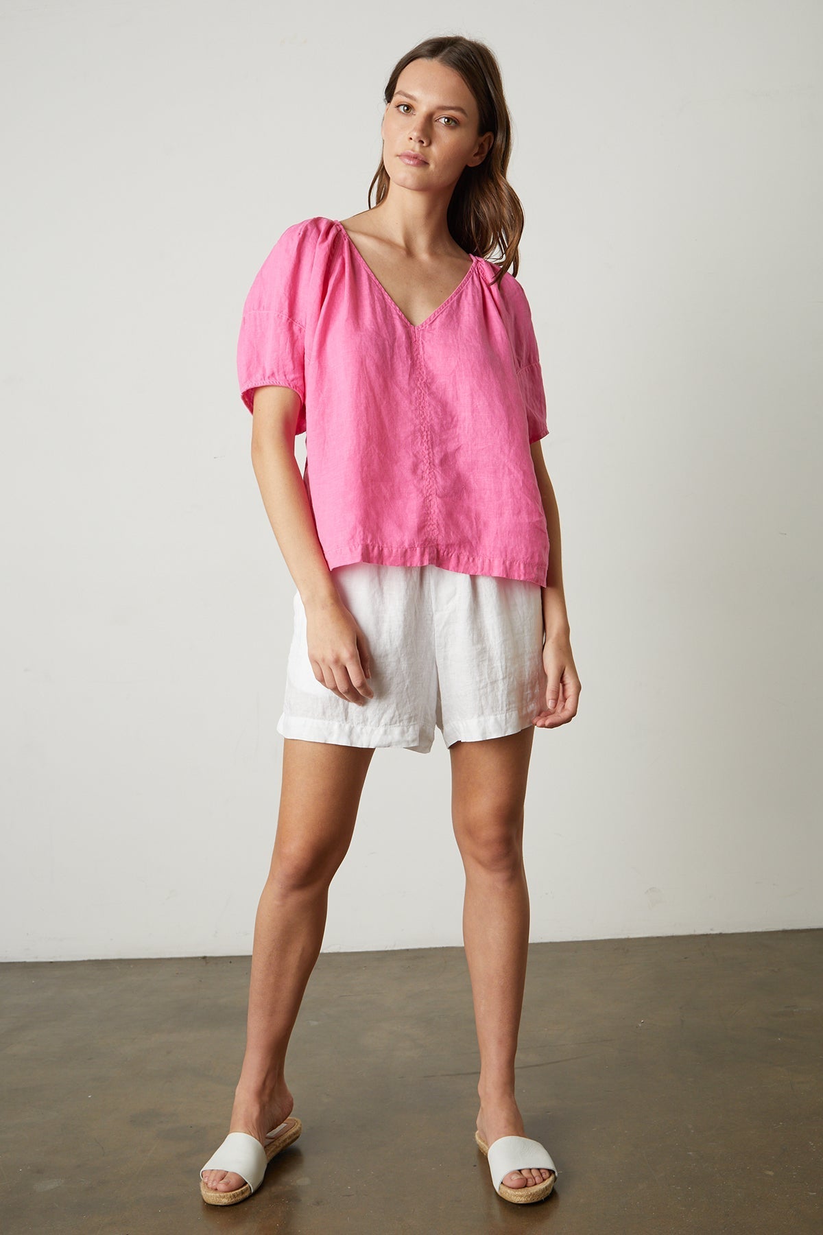 CALLIN PUFF SLEEVE LINEN TOP - Velvet Staging 2.0-26916087365828