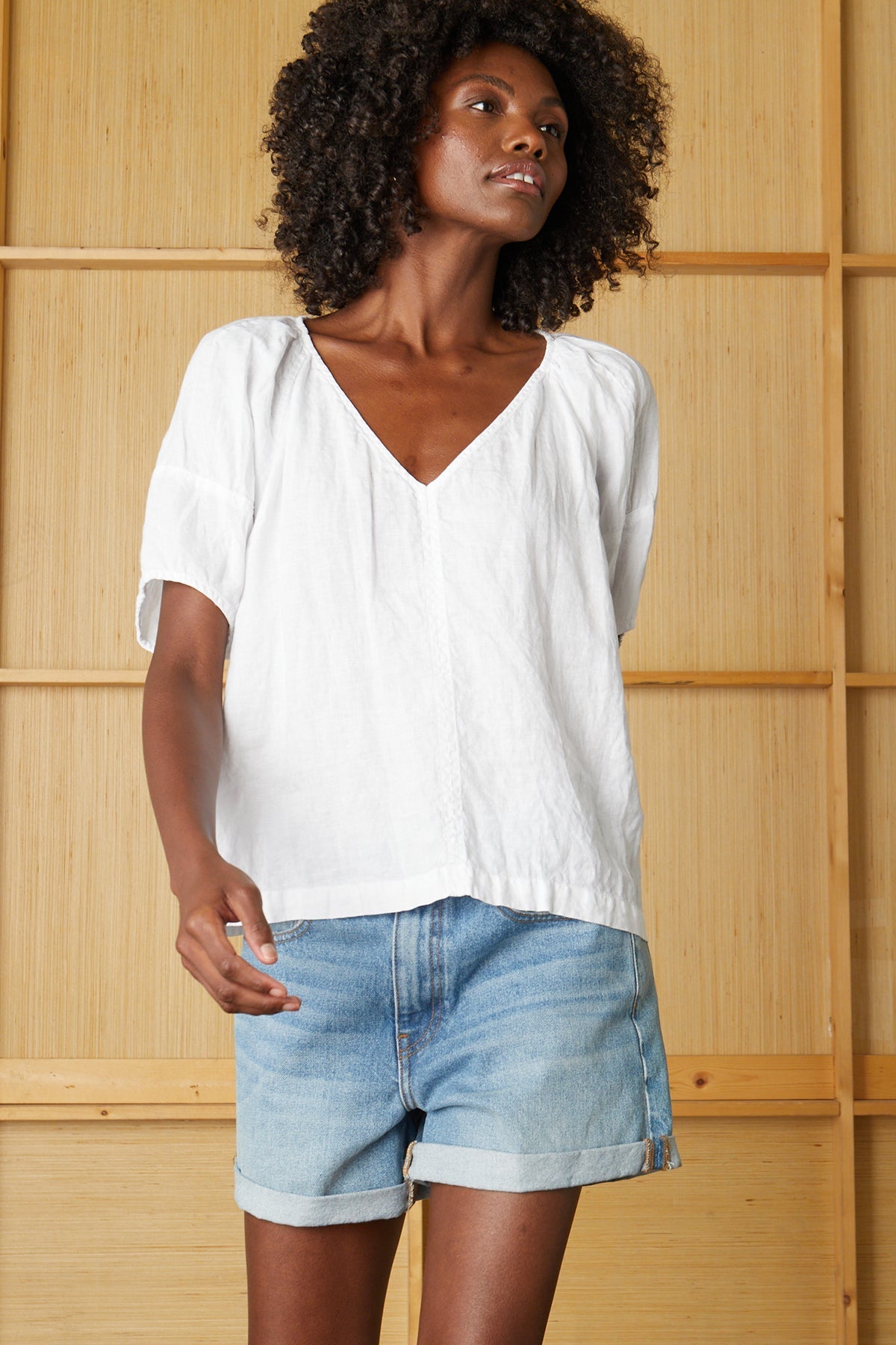 CALLIN PUFF SLEEVE LINEN TOP - Velvet Staging 2.0