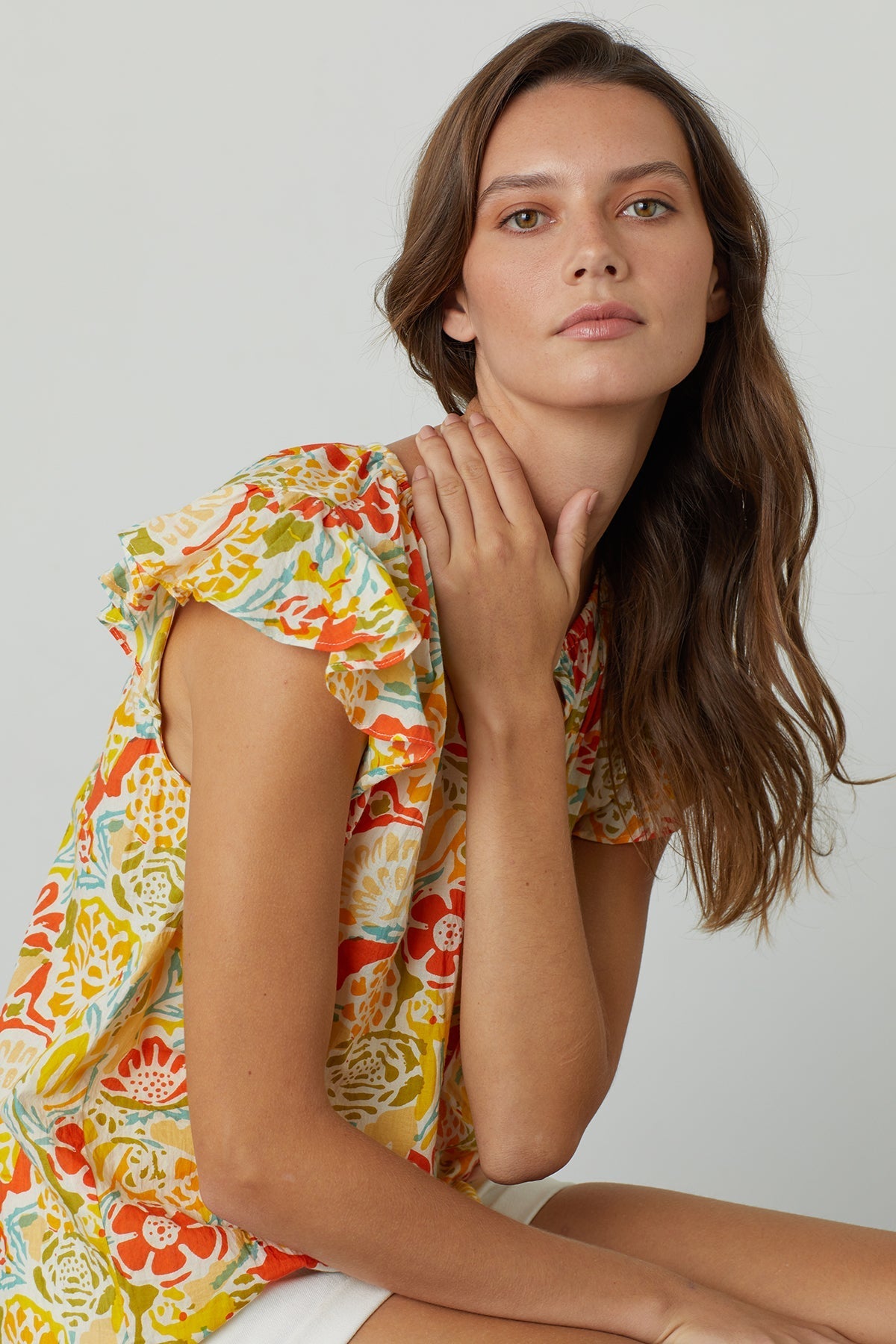 CANDACE RUFFLE SLEEVE PRINTED TOP - Velvet Staging 2.0-26916086907076