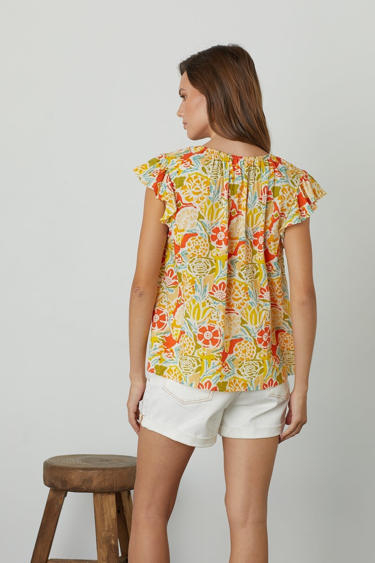 CANDACE RUFFLE SLEEVE PRINTED TOP - Velvet Staging 2.0-26916086841540
