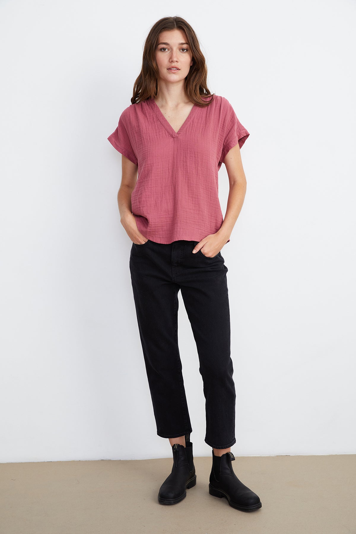 CARAH COTTON CONTRAST BLOUSE - Velvet Staging 2.0-26916088381636