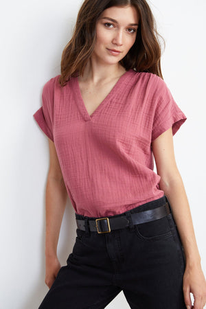 CARAH COTTON CONTRAST BLOUSE - Velvet Staging 2.0