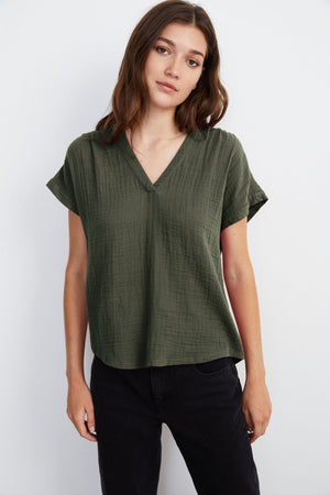 CARAH COTTON CONTRAST BLOUSE - Velvet Staging 2.0