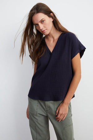 CARAH COTTON CONTRAST BLOUSE - Velvet Staging 2.0