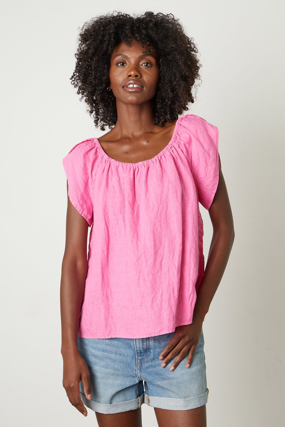 CEILA LINEN FLUTTER SLEEVE BLOUSE - Velvet Staging 2.0-26916093001924